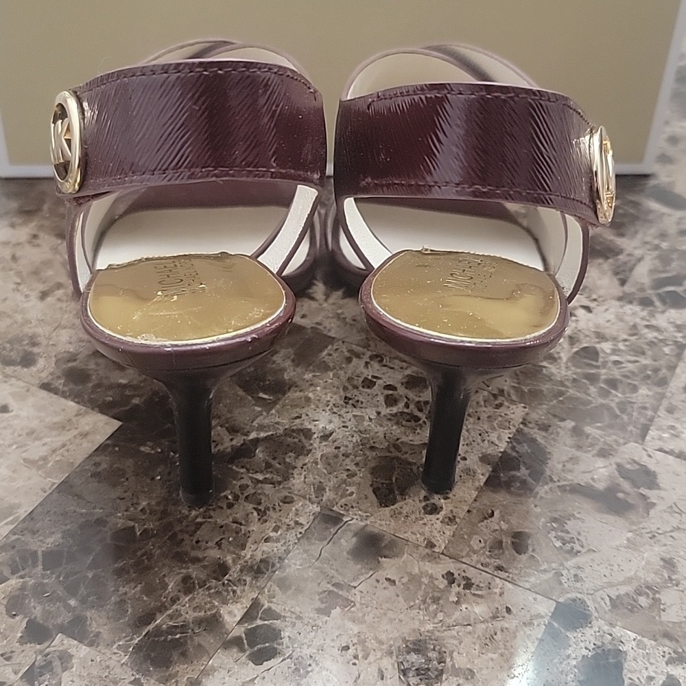 Michael Kors Joselle Open Toe Merlot Leather Heel Sandals 8M - Picture 2 of 7